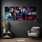 Stranger Things poster set by Dripster featuring iconic characters and scenes in a dark room